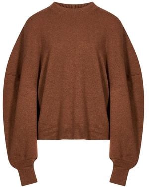 Uma Wang Dropped-Shoulder Balloon-Sleeve Sweater - Marrone