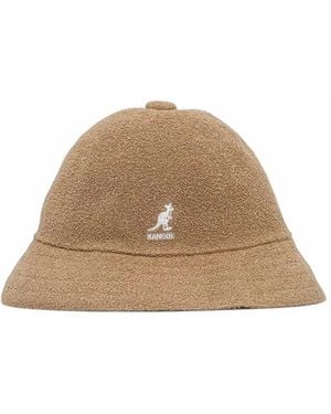 Kangol Logo-Embroidered Textured Bucket Hat - Natural