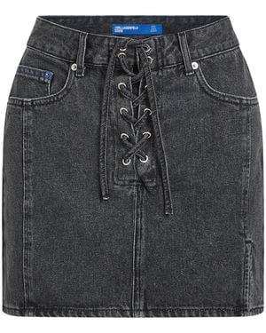 KARL LAGERFELD Minifalda Vaquera Con Cordones - Gris