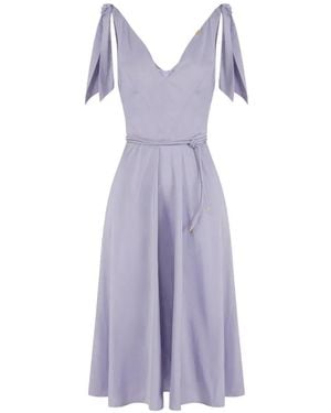 Elisabetta Franchi V-Neck Midi Dress - Purple
