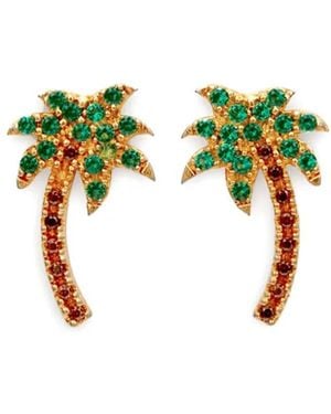 Palm Angels Crystal-Embellished Palm Tree Earrings - Green
