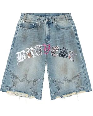 Bravest Studios Short En Jean Patchwork À Effet Usé Urchin - Blue