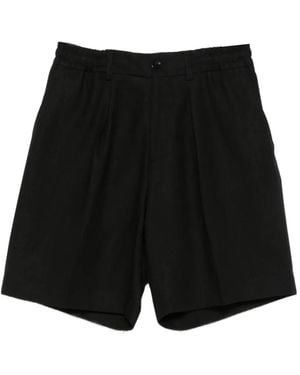 BE ABLE Pleated Elasticated-Waist Shorts - Black