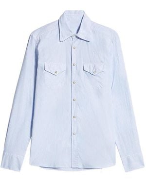 Fortela Striped Patch-Pockets Shirt - Blue