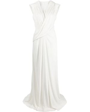 Alberta Ferretti Drape-Detail Maxi Dress - White