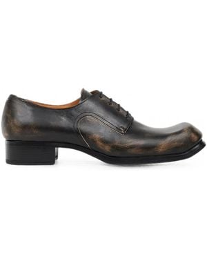 Maison Margiela Distressed-Finish Leather Derby Shoes - Grey