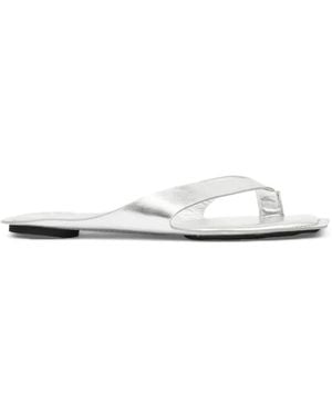 MM6 by Maison Margiela Laminated Leather Flat Sandals - White