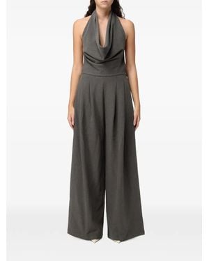 ELEH Cowl-Neck Backless Jumpsuit - Grey