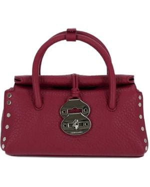 Zanellato Baby Dotta Centauro Studded Leather Tote Bag - Purple