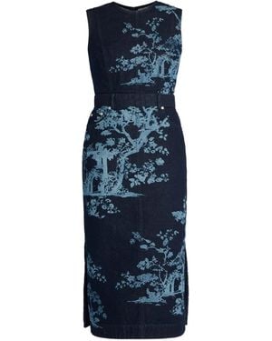 Erdem Trees-Print Sleeveless Dress - Blue