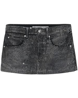 Alexander Wang Crystal Embellished Denim Mini Skirt - Black