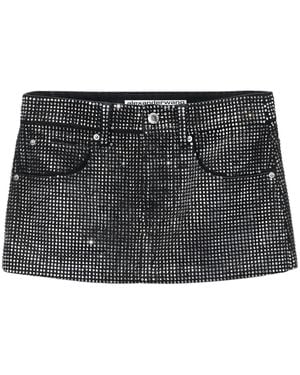 Alexander Wang Crystal Embellished Denim Mini Skirt - Black
