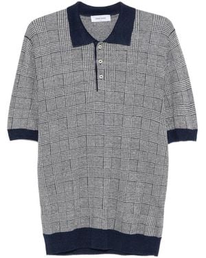 Gran Sasso Checked Polo Shirt - Grey