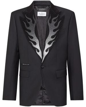 Philipp Plein Flame Single-Breasted Blazer - Black