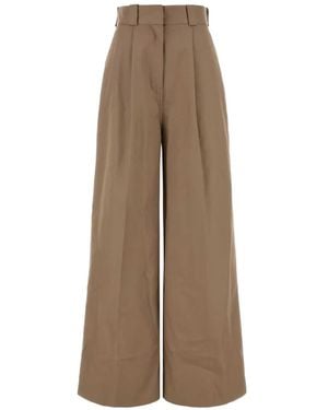 Balenciaga High-Waist Twill Wide-Leg Trousers - Natural