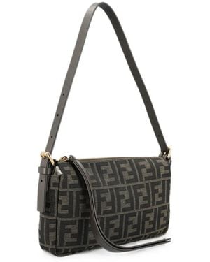 Fendi Zip-Top Small Ff Zucca Jacquard Fabric Bag - Black