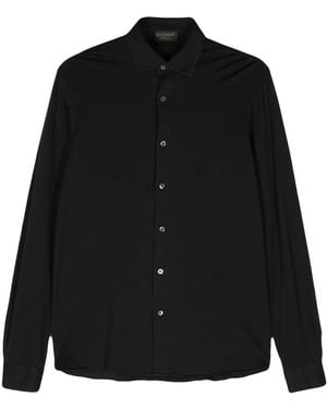 Dell'Oglio Button-Up Cotton Shirt - Black