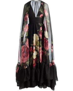 Alice + Olivia Roya Floral-Print Cape-Sleeve Maxi Dress - White