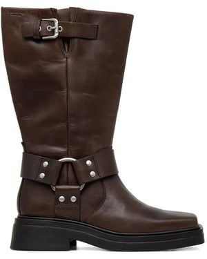 Vagabond Shoemakers Buckle-Strap Square-Toe Boots - Brown