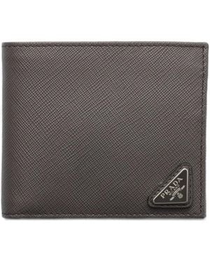 Prada Textured-Leather Bifold Wallet - Grey