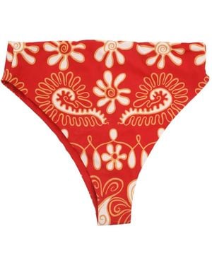 Cala De La Cruz Paisley-Print High-Waisted Bikini Bottoms - Red