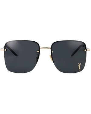 Saint Laurent Occhiali Da Sole Con Placca Logo - Metallizzato