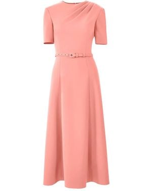 Carolina Herrera Draped Belted Midi Dress - Pink