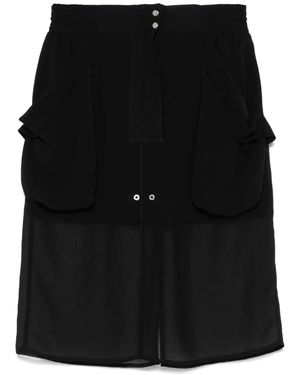 Pinko Sheer-Panels Midi Skirt - Black