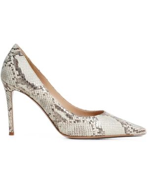 Roberto Festa Elais Snake-Effect Leather Heeled Court Shoes - White