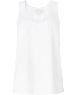 Genny Scoop-Neck Side-Slit Top - White