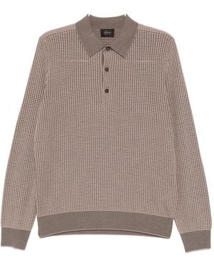 Brioni ワッフルニット ポロシャツ - ブラウン