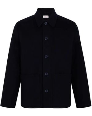 Fursac Classic-Collar Patch-Pocket Coat - Blue