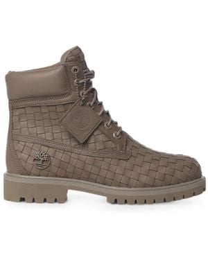 Timberland Woven Leather Hiking Boots - Brown