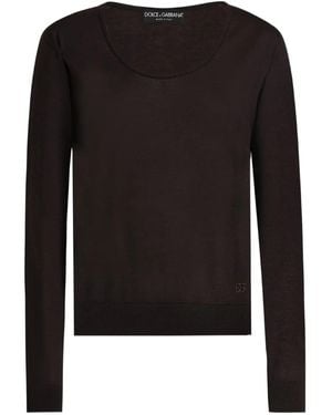 Dolce & Gabbana Langarmshirt Mit U-Ausschnitt - Schwarz