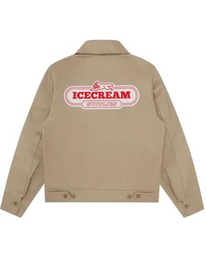 ICECREAM Logo-Patch Zip-Front Jacket - Natural