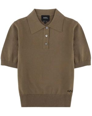 A.P.C. Button-Up Polo T-Shirt - Natural