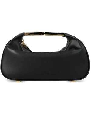 Elisabetta Franchi Logo-Handle Satchel Bag - Black