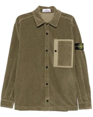 Stone Island Corduroy-Texture Chest-Pocket Shirt - Green