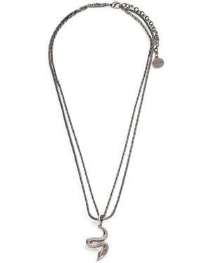 Roberto Cavalli Snake-Pendant Necklace - Metallic