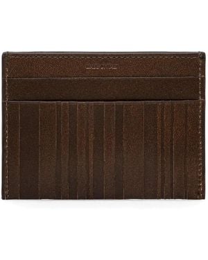 Paul Smith Leather Vertical-Stripe Card Holder - Brown