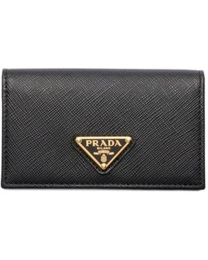 Prada Saffiano Leather Card Holder - Grey