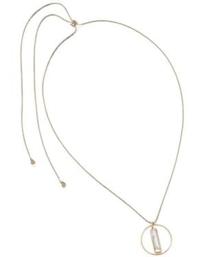 DKNY Crystal-Embellished Geometric Pendant Necklace - White