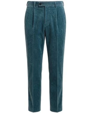 Michael Coal Pleated Corduroy Trousers - Blue