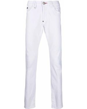 Philipp Plein Logo Slim-Fit Jeans - White