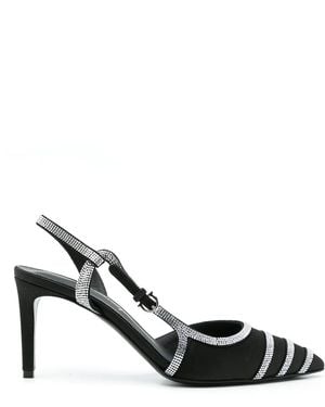 Ferragamo Rhinestone Sling-Back Court Shoes - Black
