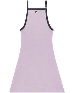 Courreges Vestido Corto Con Logo Bordado - Morado