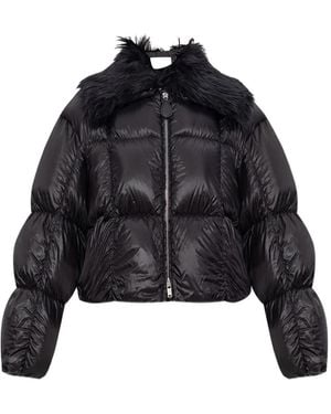 Jil Sander Padded Jacket With Faux Fur Collar - Black