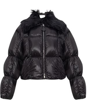 Jil Sander エコファーカラージャケット - ブラック