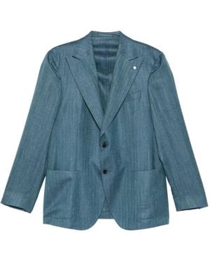 Luigi Bianchi Button Wool Blazer - Blue