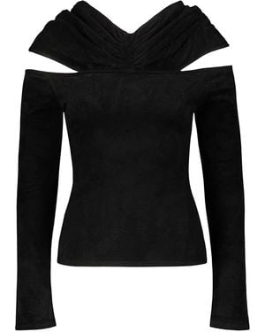 Alexandre Vauthier Geripptes Rollkragenoberteil - Schwarz